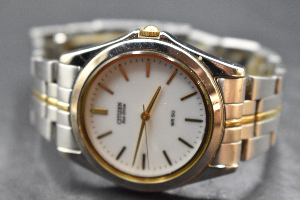 A gent's Citizen Eco Drive WR50 wrist watch no:EO30-S78682, serial no: 061211, having baton - Image 2 of 3