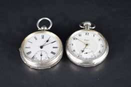 A continental silver key wound pocket watch having Roman numeral dial and subsidiary seconds and