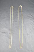 Two fine link 9ct gold chains, both approx 16' & approx 1.7g total