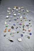 A selection of earrings for pierced ears, most stamped 925 including polished stones, pearl, etc