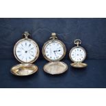 Two gold-plated top wound full-hunter pocket watches, of traditional form, Thomas Russell & Son