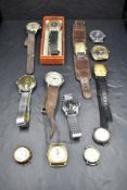A selection of vintage wrist watches of various makes including Tomex, Avia, QLMA, Rotary, Kierzle