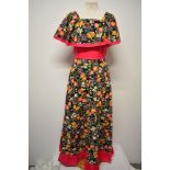 A bright and cheerful 1960s cotton maxi dress, with shawl collar and back metal zip