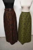 Two vintage 1960s maxi skirts.