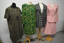 A selection of 1960s and clothing, including 1960s pink Windsmoor suit and American Peck and Peck