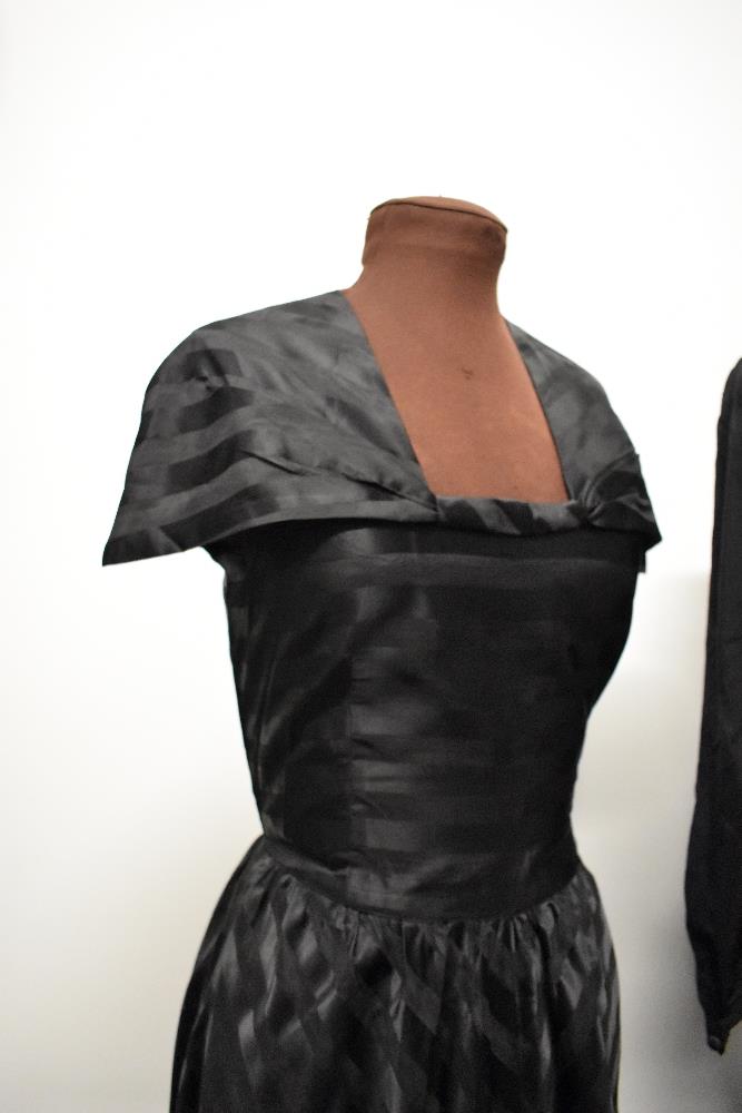 A 1950s evening gown with shawl collar and a 1940s day dress having button decoration to back and - Image 6 of 6