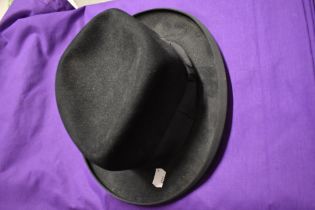 A vintage trilby, having label for Sutton hat makers, Stockport.