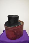 An early 1930s 'Meldrums 26-28 George Street, Aberdeen' top hat, in box.