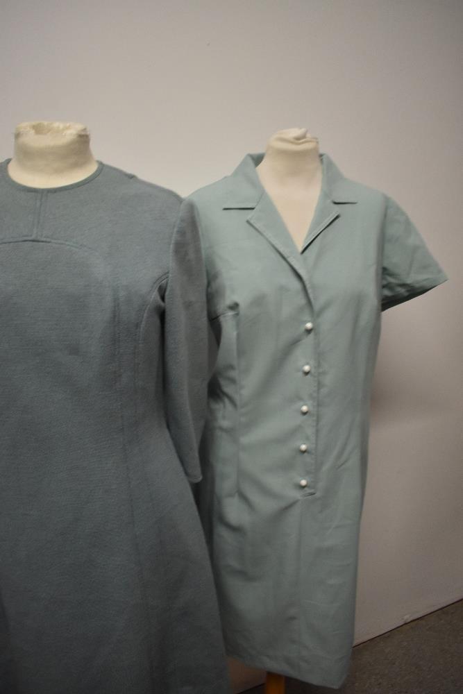 Three vintage 1960s dresses, including pure new wool dress in duck egg blue and forest green wool - Image 3 of 3