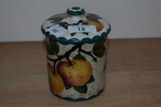 A Wemyss pottery preserve pot, having apple decoration, AF.
