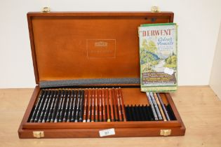 A box of Derwent fine art pencils and a vintage pack of Derwent colour pencils.