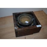 A nautical gimbal compass, Sewill, Liverpool, in wood frame.