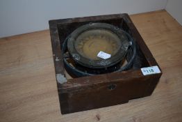 A nautical gimbal compass, Sewill, Liverpool, in wood frame.