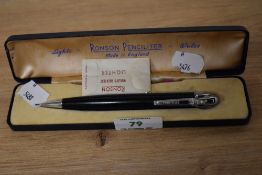 A vintage Ronson Penciliter propelling pencil with case