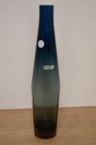 A mid century Pukeberg, Swedish art glass vase, of elongated form, having amber coloured base and