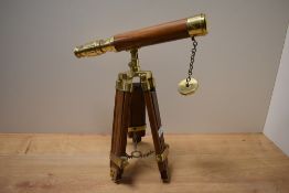 A vintage table top telescope on tripod stand, measuring 39cm tall