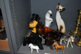 An assorted collection of ceramic animal ornaments, to include a Polish design polar bear