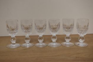 Six Waterford crystal sherry glasses in the Coleen style.