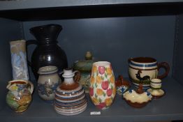 An assorted collection of studio and other ceramics, including Torquay ware, a Ben Thomas