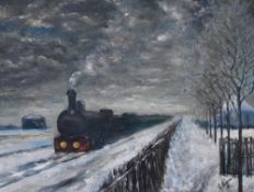 Follower of Claude Monet (1840-1926), oil on canvas, Train in The Snow, signed indistinctly to the