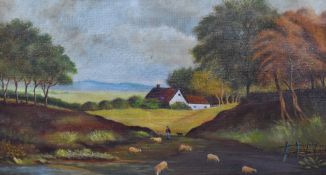 D.Dorward (20th Century, British), an oil on board, An autumnal pastoral landscape depicting a