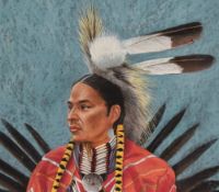 Jepson (20th Century), chalk on board, A portrait of a North American Indian, signed and dated '01