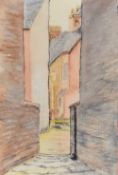 Artist Unknown (20th Century), watercolour, 'Through The Alley', titled verso, framed, mounted,