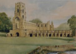Artist Unknown (20th Century), watercolour, Fountains Abbey, Yorkshire, signed indistinctly, framed,