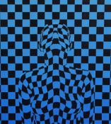 Jepson (20th Century), acrylic, An Optical Art figural study, in the style of Victor Vasarely (