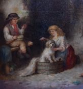 Mark William Langlois (fl.1862-1873), oil on canvas, A bath time scene, signed to the lower left,