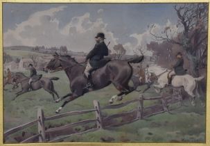 William Hodgson (19th/20th Century, British), watercolour, A hunting scene depicting huntsman and