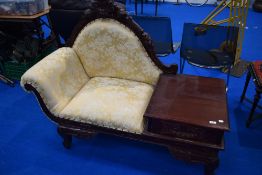 A reproduction chaise longue style telephone table