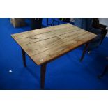 A traditional plank top provincial farmhouse style kitchen dining table, approx. 149 x 83cm