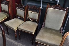 A late Victorian stained frame part salon suite (4 chairs only)