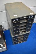Two sets of vintage parts drawers