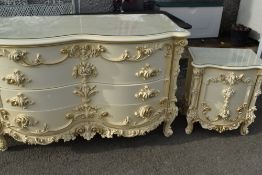 A vintage French style sideboard and a similar side chest