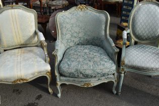 Three French style easy chairs