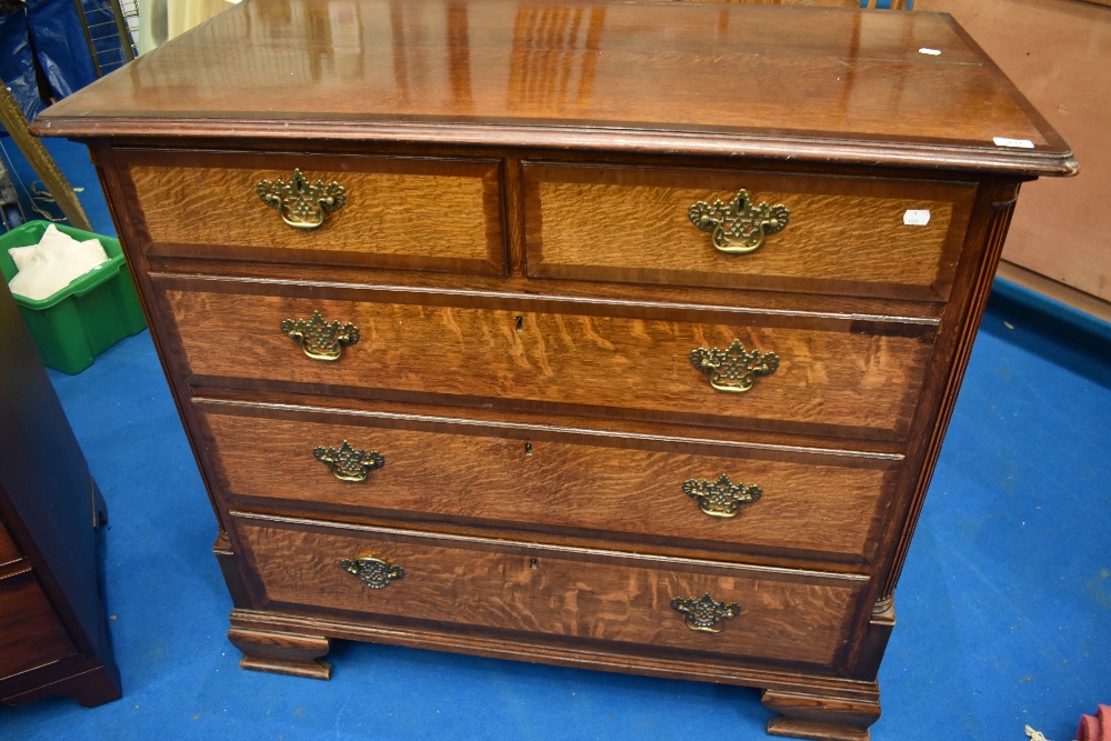 A 19th Century oak chest of two over three drawers , width approx 112cm