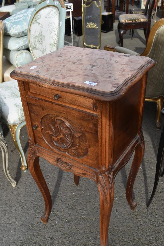 A French style pot cupboard or plant stand with marble top