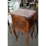 A French style pot cupboard or plant stand with marble top