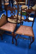 Two late 19th or early 20th Century stained frame bedroom chairs
