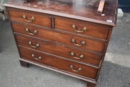 A Georgian mahogany chest of two over three drawers, width approx 95cm