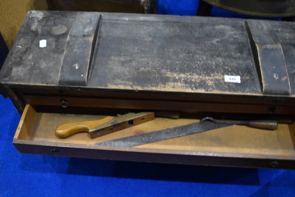 A vintage joiners tool chest of contents