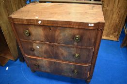 A 19th Century chest of three long drawers, restoration needed