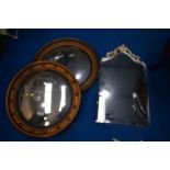 Three assorted mirrors including two gilt framed convex