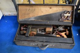 A vintage tool chest and contents