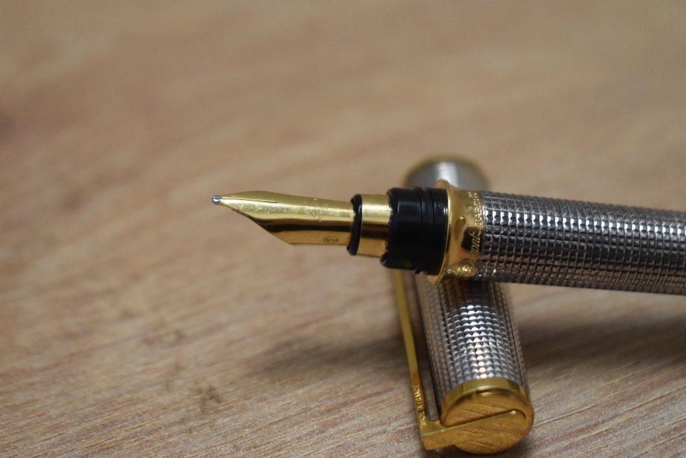 A S T Dupont Montparnasse converter fountain pen silver plated engine turned grid design having - Image 3 of 7