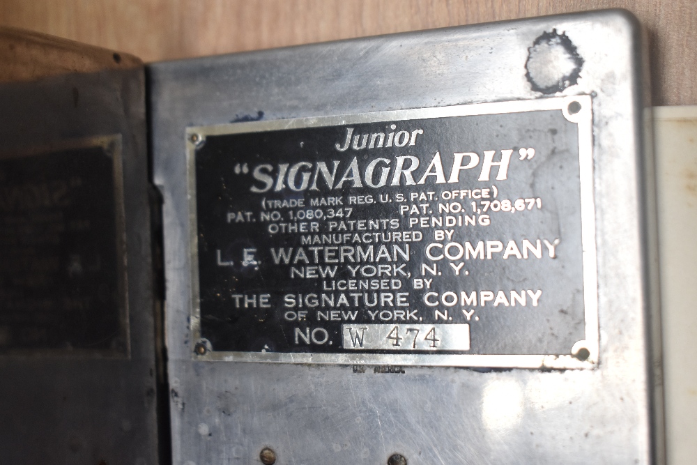 A Waterman Junior Signagraph in its original wooden case with instructions still in place on the - Image 3 of 4