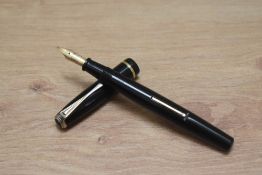 A Wyvern Perfect No81 lever fill fountain pen in black with single band to the cap having Wyvern