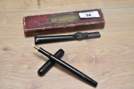 A boxed Mabie Todd Swan C2 Eyedropper fountain pen in Chaised BHR having a Mabie Todd NY nib and a